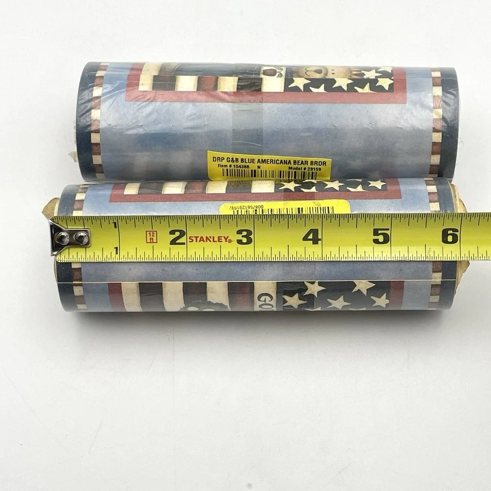 Vintage 1990s Wall Trends Americana Bear Wallpaper Border 2 Rolls Patriotic